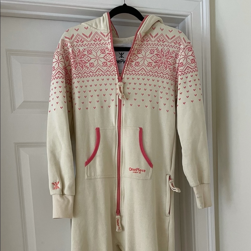 OnePiece Crystal Onesie in Cream White & Coral